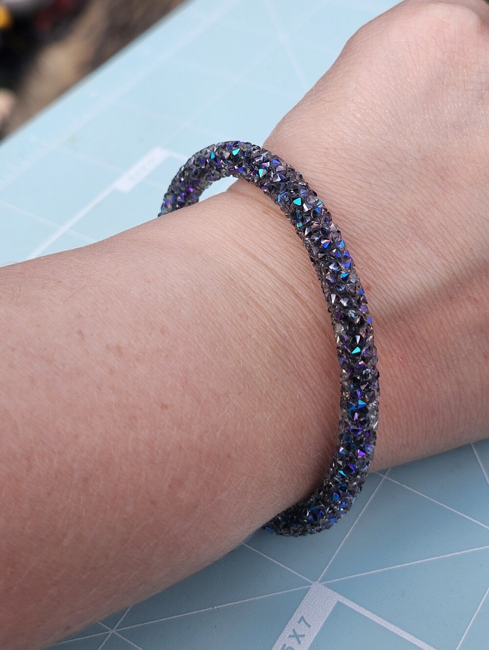 Swarovski Crystaldust Sparkling Iridescent Crystal Bracelet In Blue/ Purple